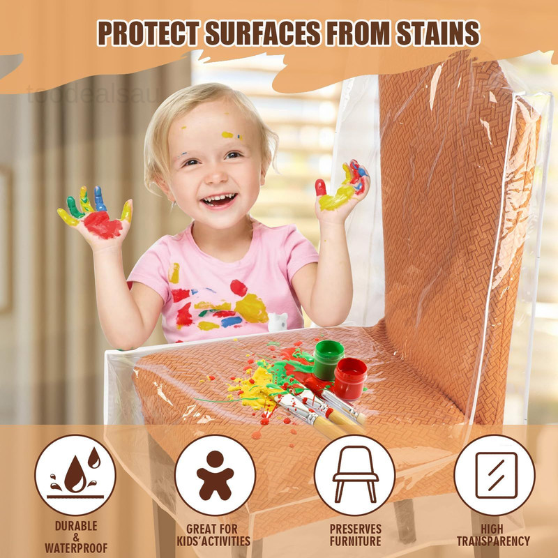 Dining Chair Covers, Waterproof Covers - 4 W/21'' x D/18'', Transparent gallery