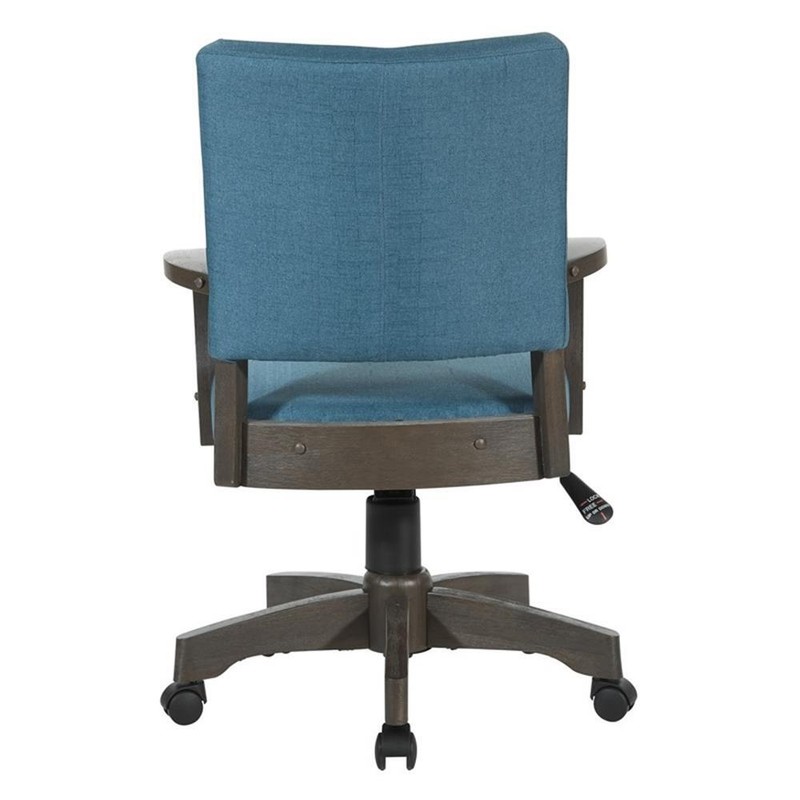 Santina Bankers Chair with Antique Gray Finish and Blue Fabric gallery