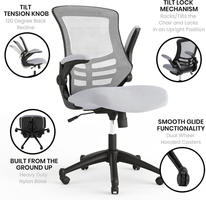 Kelista Office Chair, Ergonomic, Mid-Back, Dark Gray Mesh with Swivel gallery