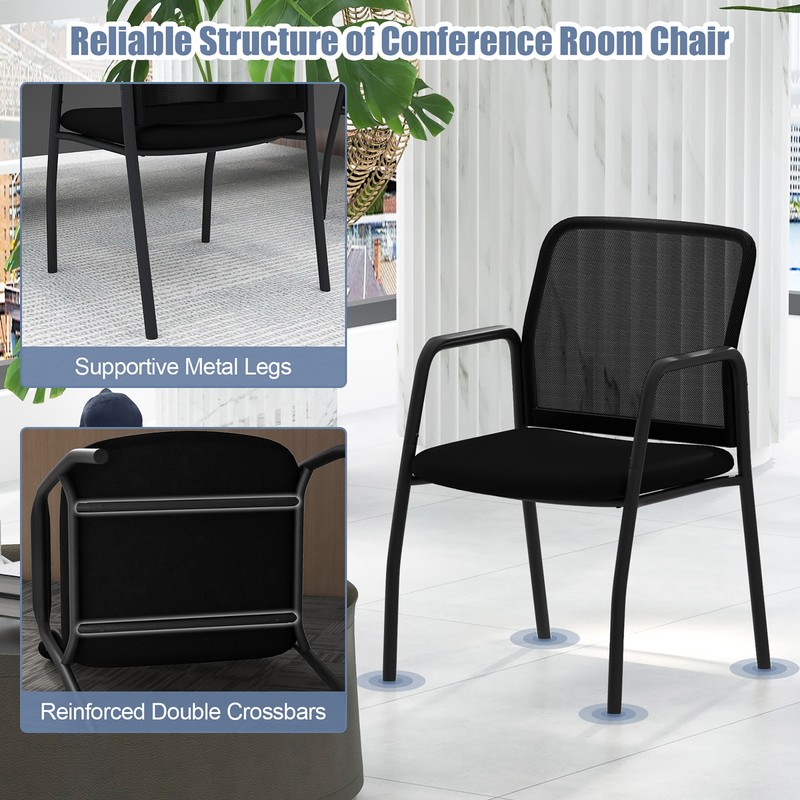 Meeting Room Chair Set of 4 Waiting Room Chairs w/ Ergonomic Backrest & Armrests gallery