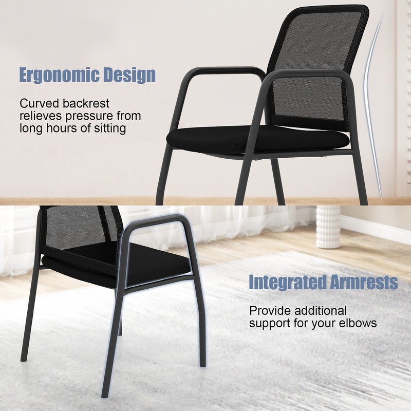 Meeting Room Chair Set of 4 Waiting Room Chairs w/ Ergonomic Backrest & Armrests gallery