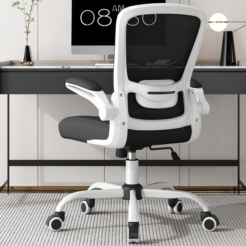 Ergonomic Office Chair - BIFMA Certified, Flip-Up Armrests & 135° Recline, Adjus