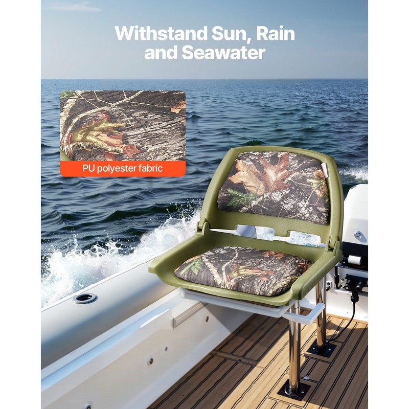 Folding Boat Seat with Low Backrest, Durable PP Frame, Thick Sponge Cushion gallery