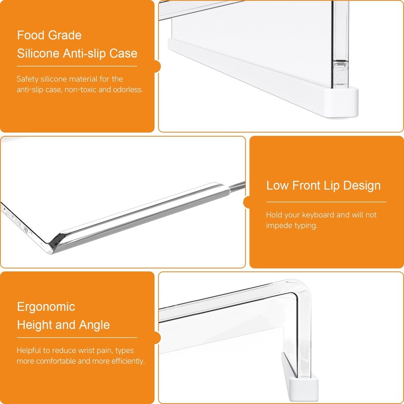 Ergonomic Computer Keyboard Stand Clear Acrylic Tilted Riser Keyboard Tray gallery