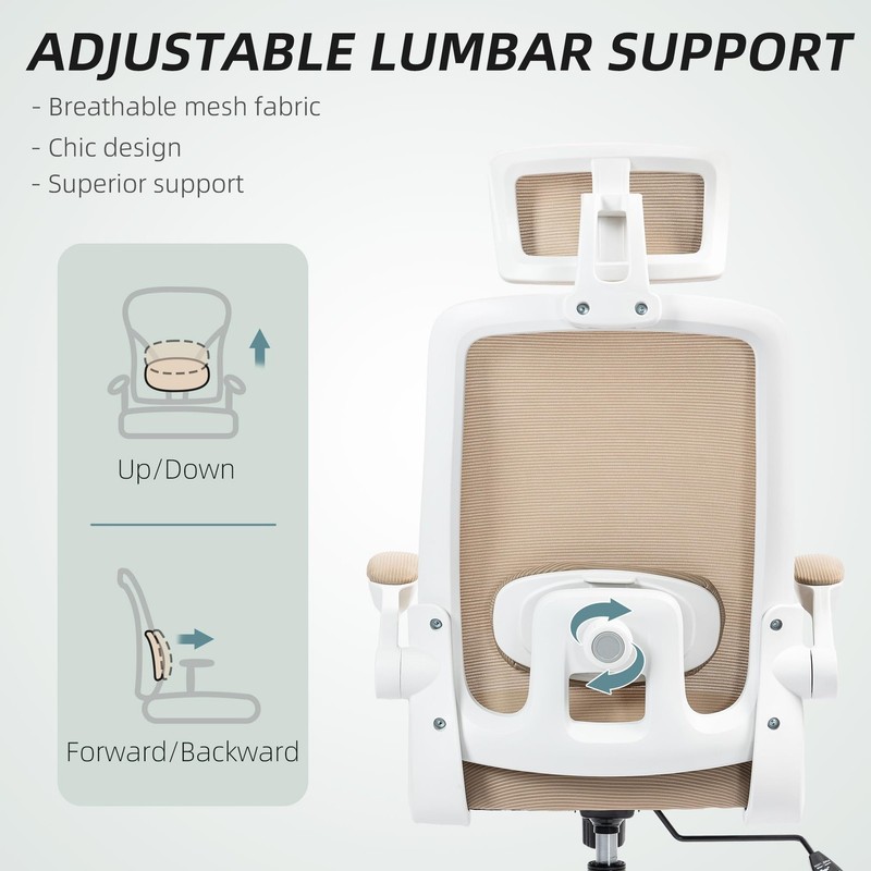 Office Chair, High Back Desk Chair with Flip-up Armrest, Rotatable Headrest, ... gallery