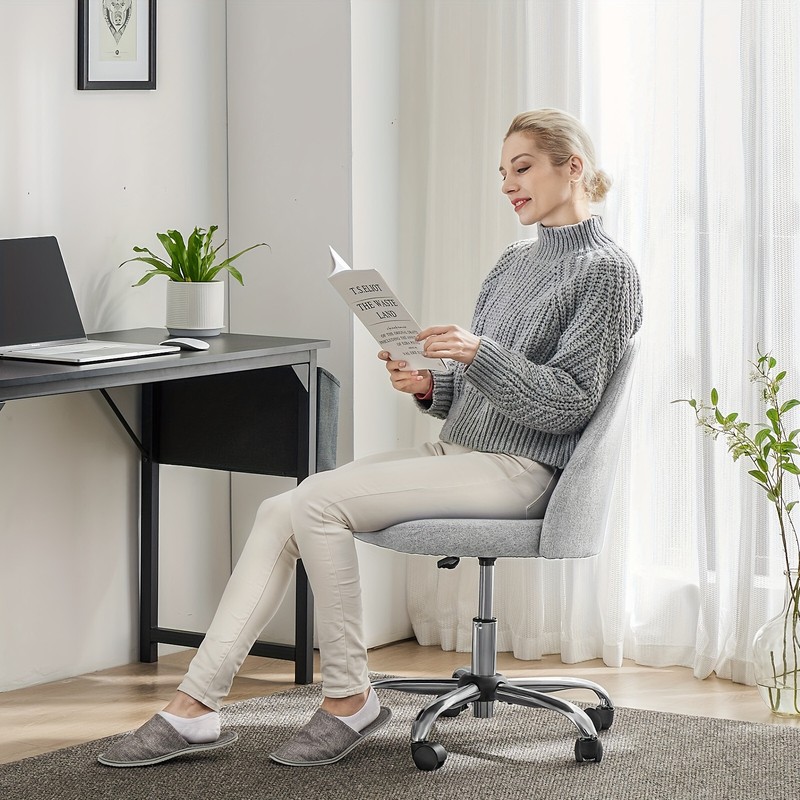 Cute Desk Chair With Wheels, Adjustable Swivel Armless Office Chair gallery