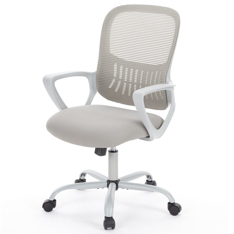 Ergonomic Mid-Back Mesh Desk Chair W/ Plush Armrests & Cushion Home Office