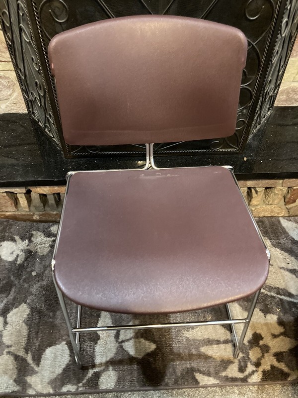 Max Stacker Steelcase Chairs Stackable Conference Office Burgundy Maroon Chrome