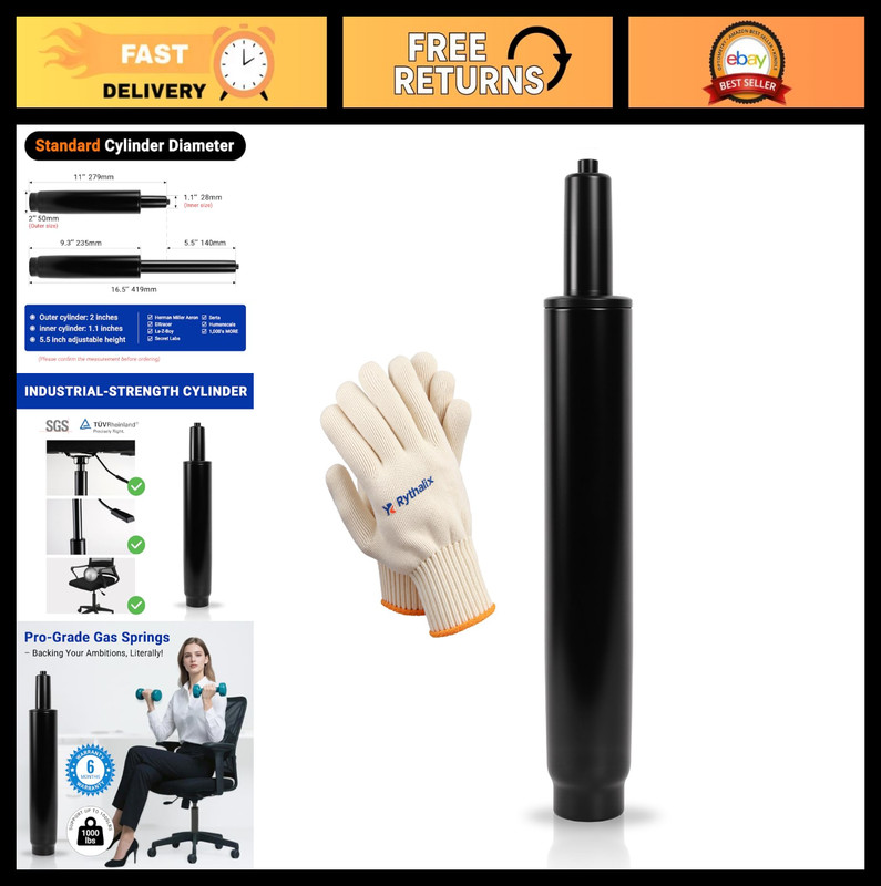 Heavy Duty Office Chair Cylinder Replacement 11-16.5 Inches, 5.5'' Stroke, Unive