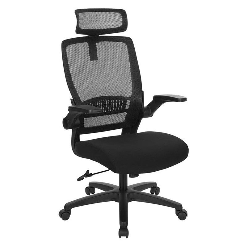 Scranton & Co Manager’s Chair with Mesh Back in Black Fabric Seat