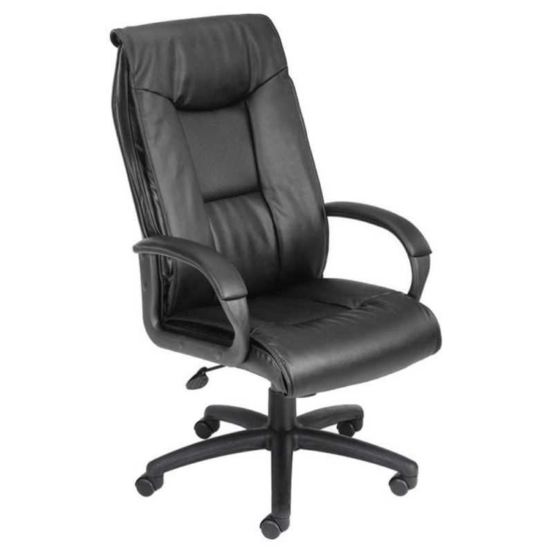Scranton & Co LeatherPlus Spring Tilt Executive Chair with Pillow Top in Black