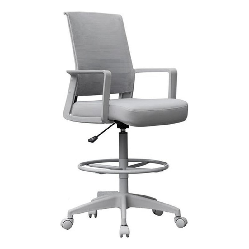 Scranton & Co Mesh Back Adjustable Stool with 20″ Footring and Casters in Gray