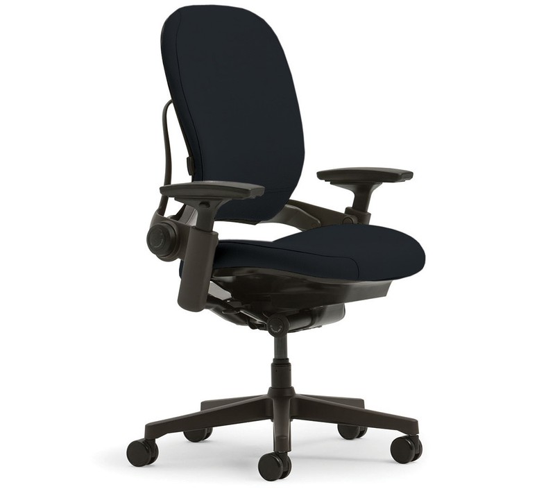Steelcase Leap Task Chair Adjustable V2 Era Black Fabric Desk Seat Black Frame