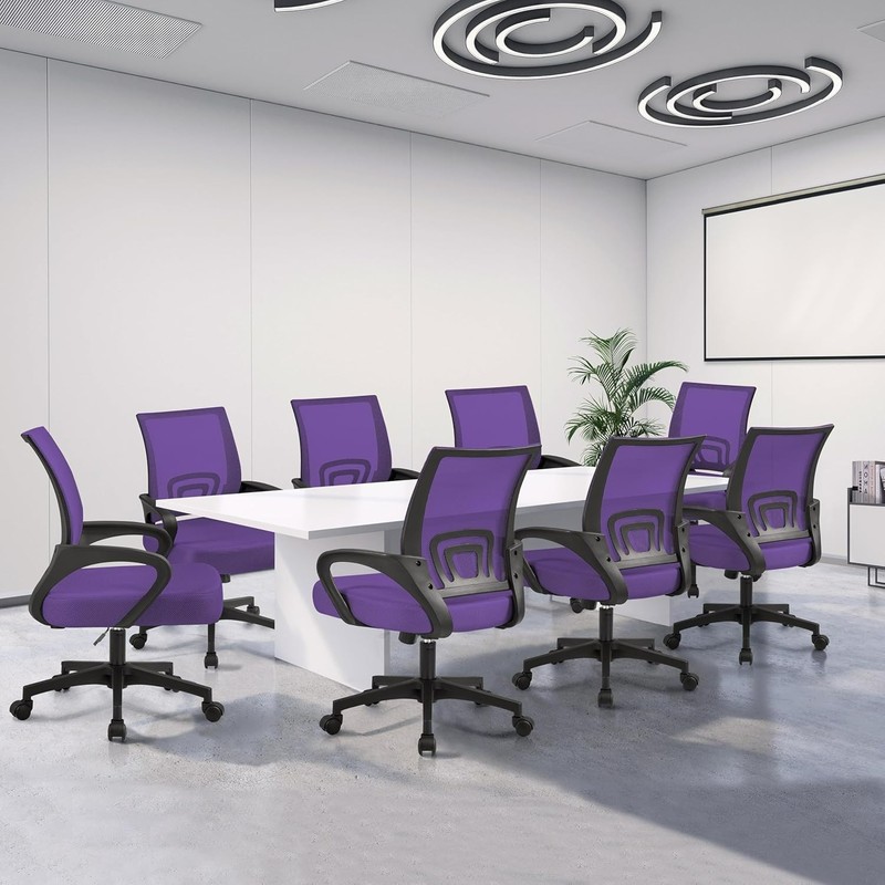 Ergonomic Purple Mesh Chair with Lumbar Support & Rolling Casters for Comfort gallery