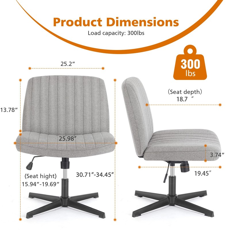 Criss Cross Chair Legged, Armless Office Swivel Desk Chairs No Wheels, Vanity... gallery