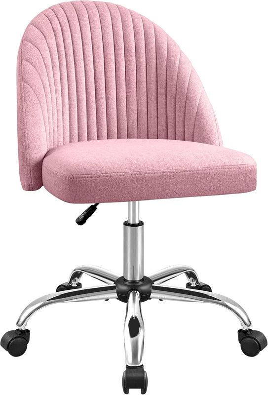 Office Chair Armless Cute Desk Chair Modern Adjustable Swivel Padded Fabric Vani