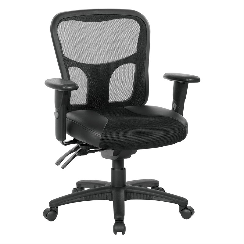 ProGrid High Back Manager Office Chair with Black Leather and Mesh Seat gallery