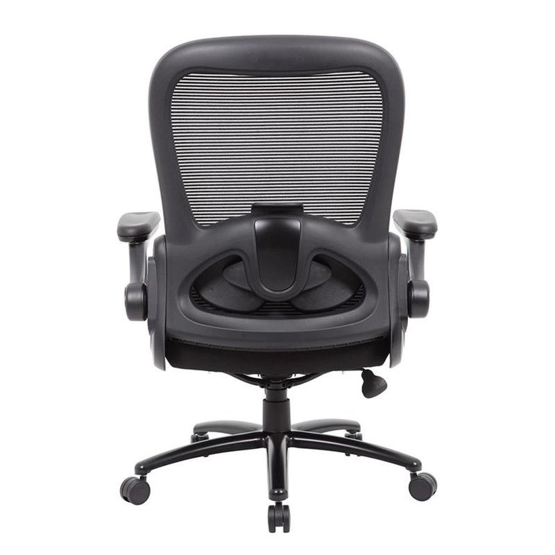 Pemberly Row Heavy Duty Flip Arm Mesh Task Chair 400lbs Weight Capacity in Black