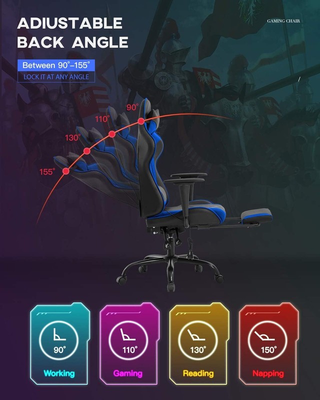 Ergonomic Desk Chai Massage PU Leather Recliner Computer Chair w/ Lumbar Support gallery