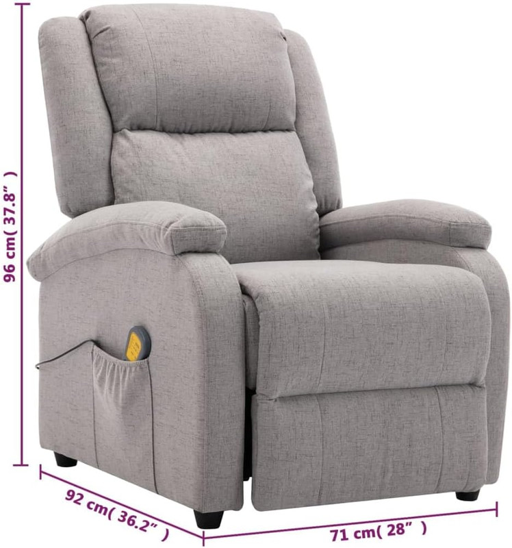 Light Gray Fabric Massage Chair with Reclining Function and 6-Point Vibration Ma gallery