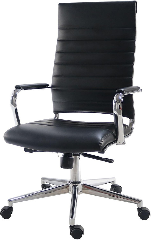 Tempo Modern High-Back Office Chair with Chrome Frame and Adjustable Features