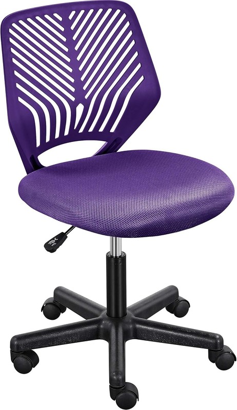 Students Cute Desk Chair Low-Back Armless Study Chair w/Lumbar Support