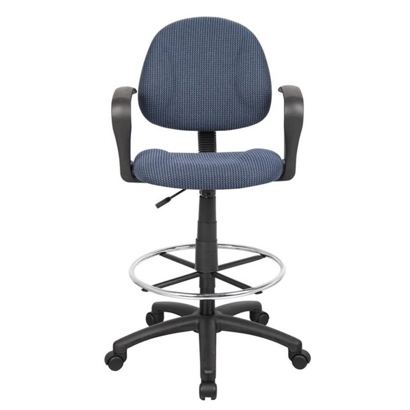 Scranton & Co Contoured Fabric Drafting Stool with Loop Arms in Blue gallery