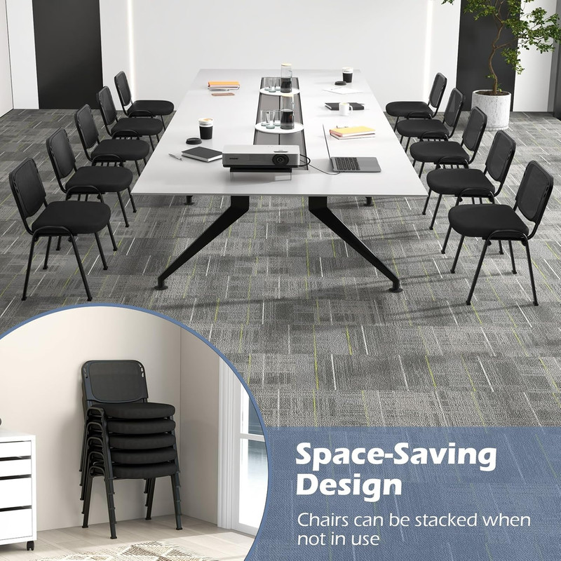Set of 5 Stackable Conference Chairs with Mesh Backrest & Upholstered Seat gallery