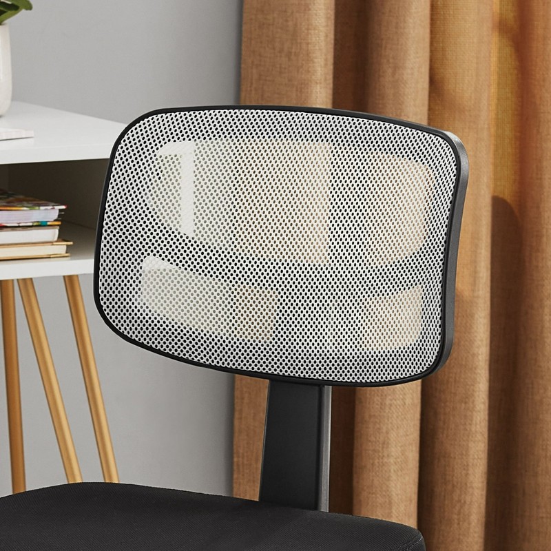 Armless Height-Adjustable Low-Back Task Chair with Plush Padded Seat, White Mesh gallery