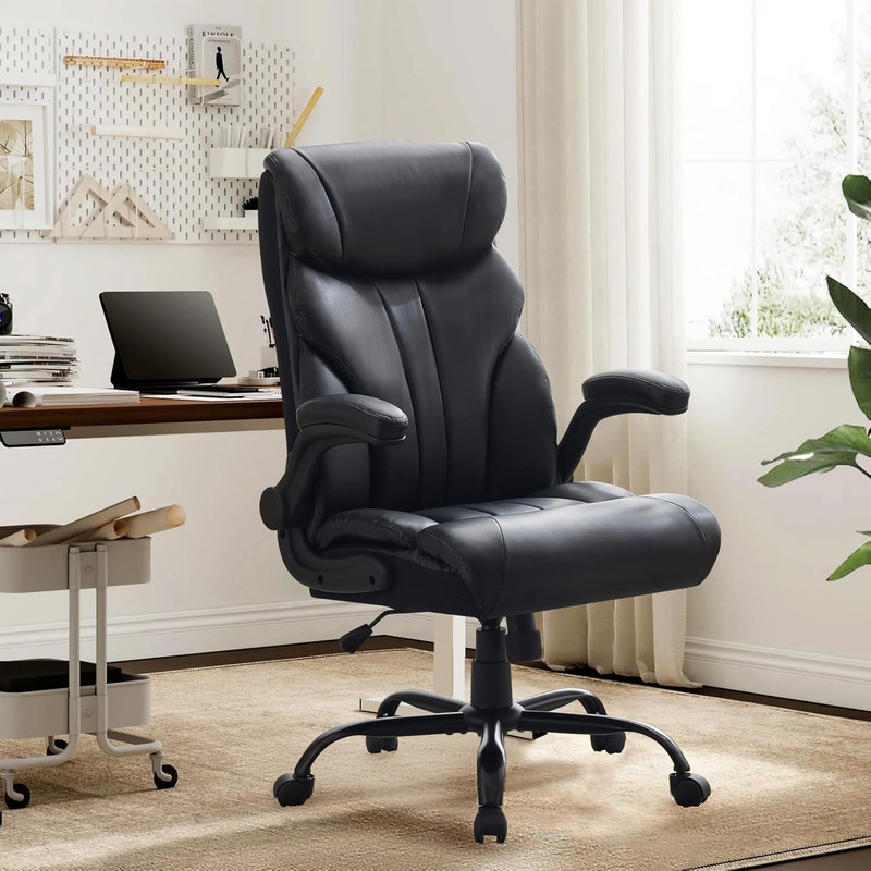 Big and Tall Office Chairs with Adjustable Flip-Up Armrests,500Lbs Wide Ergonomi