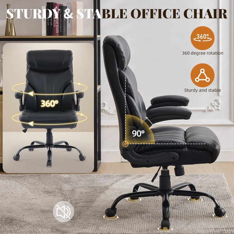 Big and Tall Office Chair Reclining High Back Leather Computer Chair 500LBS gallery