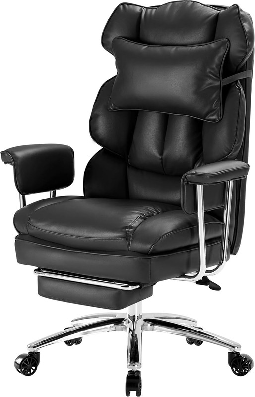 Ergonomic Executive Office Chair with Footrest & Lumbar Support – Black