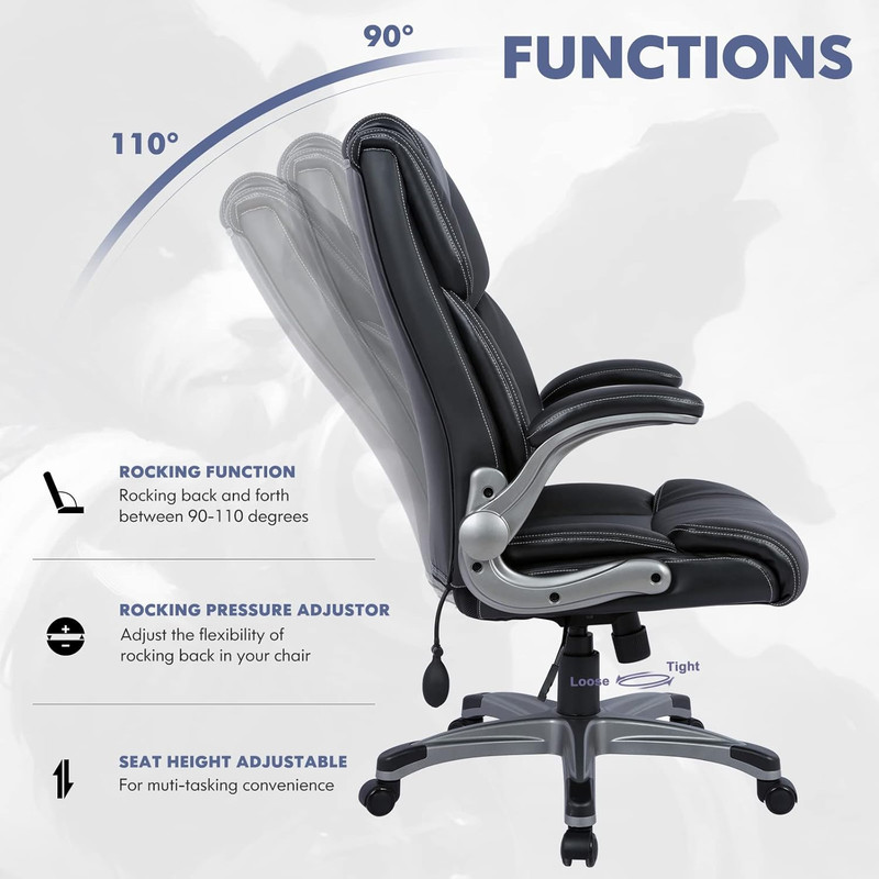 High Back Executive Office Chair - Padded Leather Ergonomic Computer Desk Chair gallery