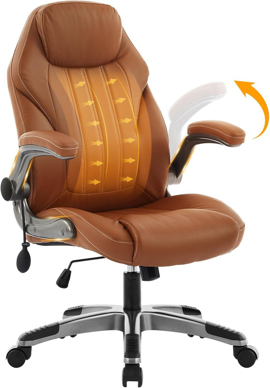 Ergonomic Office Desk Chair with Adjustable Lumbar Support & Flip-Up Arms