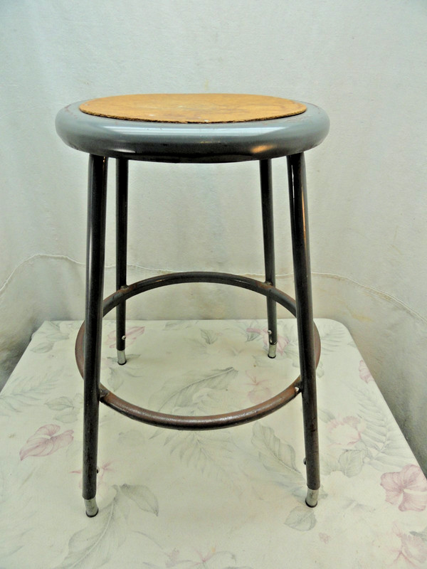 Vintage Industrial Royal Metal Gray Adjustable Shop Work Stool 24"- 32" gallery