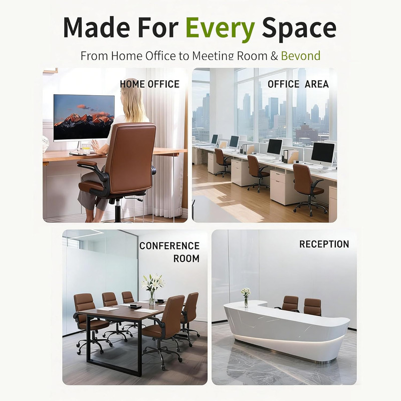 Office Chair Adjustable Desk Chair Mid Back Executive Comfortable Bonded Leather gallery