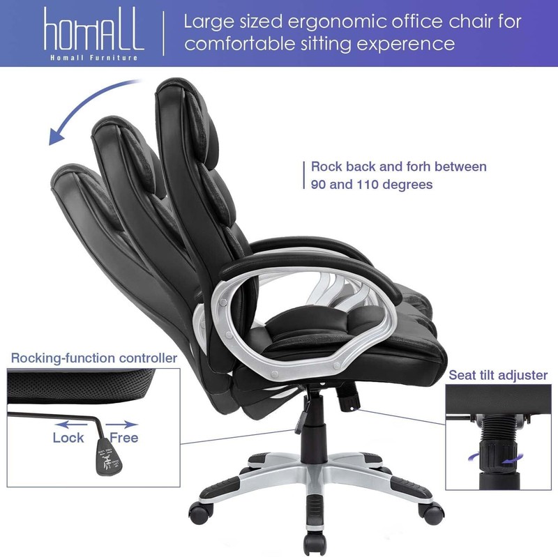 High Back Office Chair PU Leather Executive Computer Swivel Task Chair US gallery