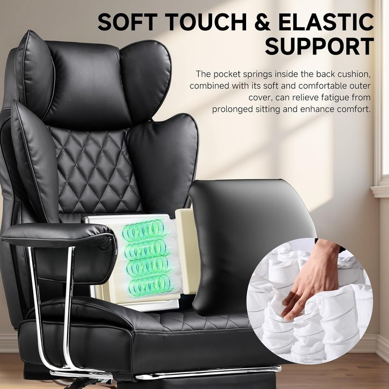 LuxComfort Ergonomic Big & Tall Leather Office & Gaming Chair with Footrest gallery