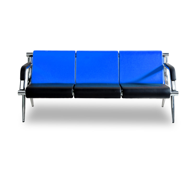 Large 3-Seat Reception Chair w/ PU Leather Office Waiting Room Bench Clinic Bank