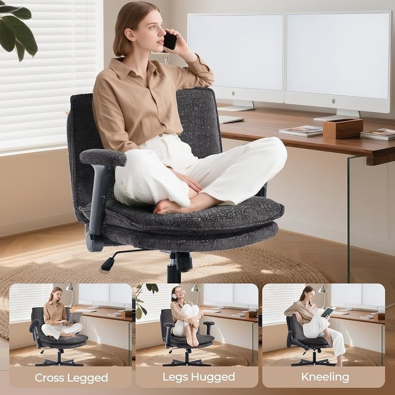 Height Adjustable Flip-Up Armrest Office Chair Lockable Wheels Plush Comfort New gallery