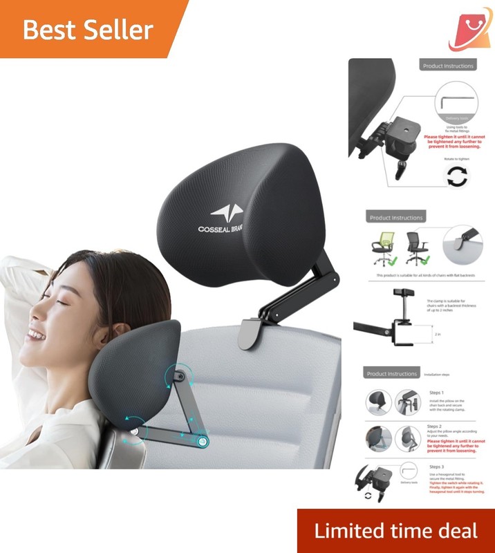 Memory Foam Headrest Office Chair Attachments Adjustable Neck Support Soft