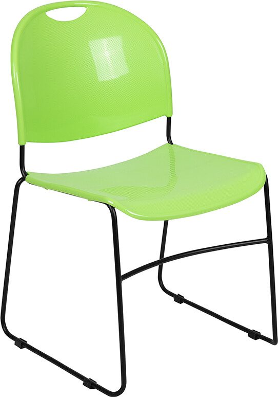 10 PACK Green Stack Office Chair with Sled Metal Base – Waiting Room Chair