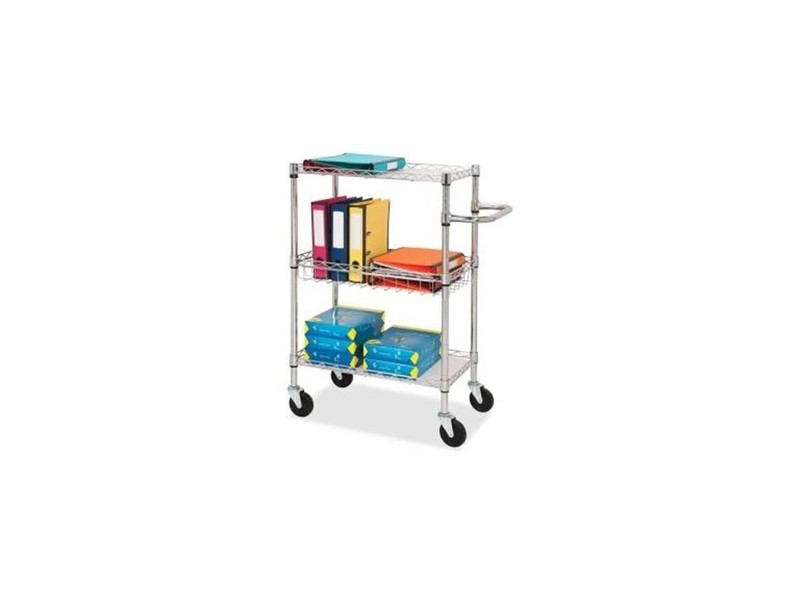 Lorell 3-Tier Wire Rolling Cart 18″x30″x40″ Chrome 84858