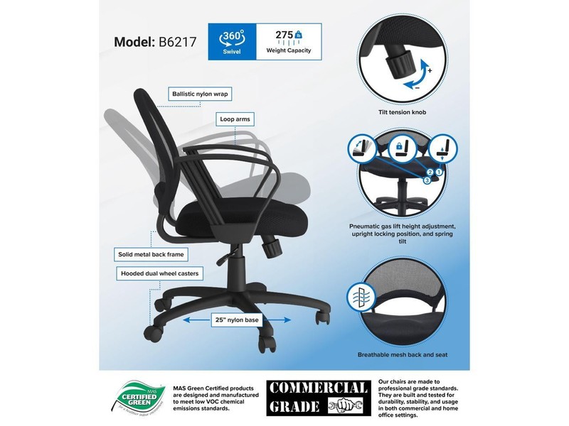 Boss B6217 Mesh Chair with Loop Arms gallery