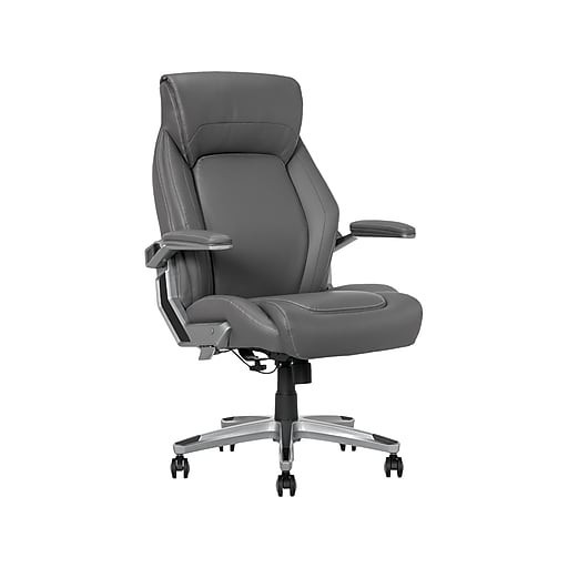 La-Z-Boy Meyer Ergonomic Bonded Leather Swivel Executive Chair, Bray 60082-GRY
