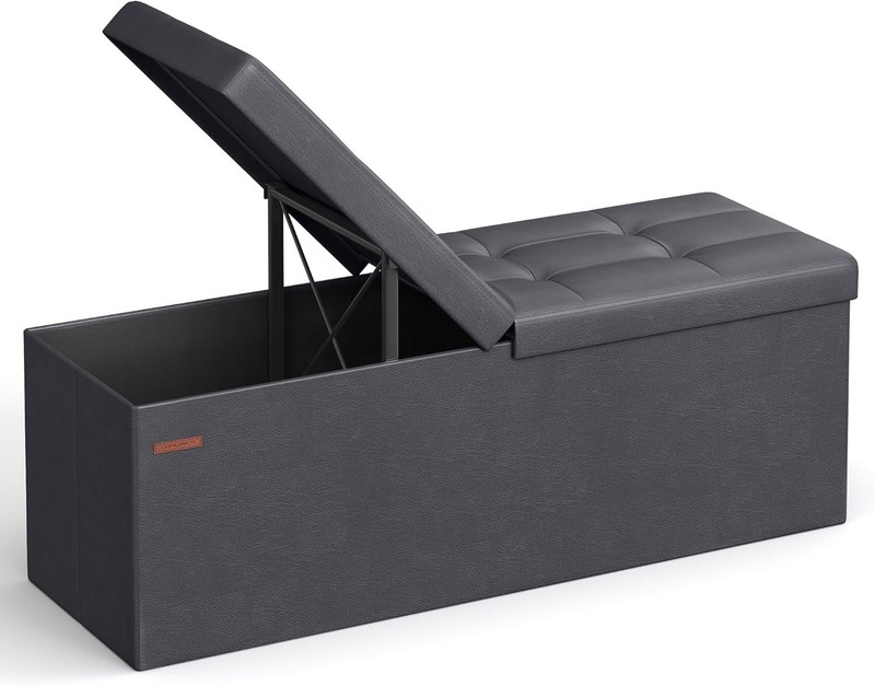 43 In Storage Ottoman Bench with Flipping Lid, Iron Frame Support, Load 660 lb
