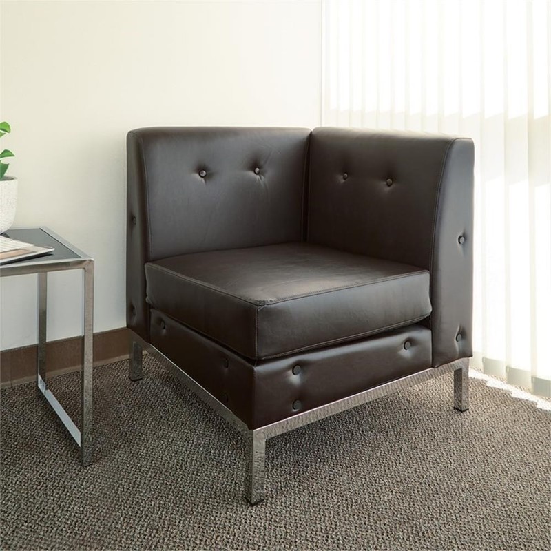 Wallstreet Corner Chair in Espresso Faux Leather