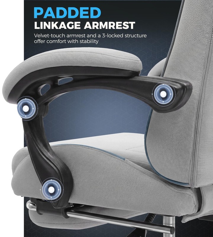 Gaming Chair Fabric with Pocket Spring Cushion,Computer Office Chair with Lum... gallery