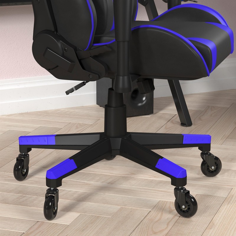 Office Gaming Chair with Roller Wheels & Reclining Back - Blue LeatherSoft gallery