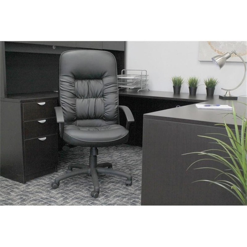 Scranton & Co LeatherPlus High Back Executive Chair with Tilt Lock in Black